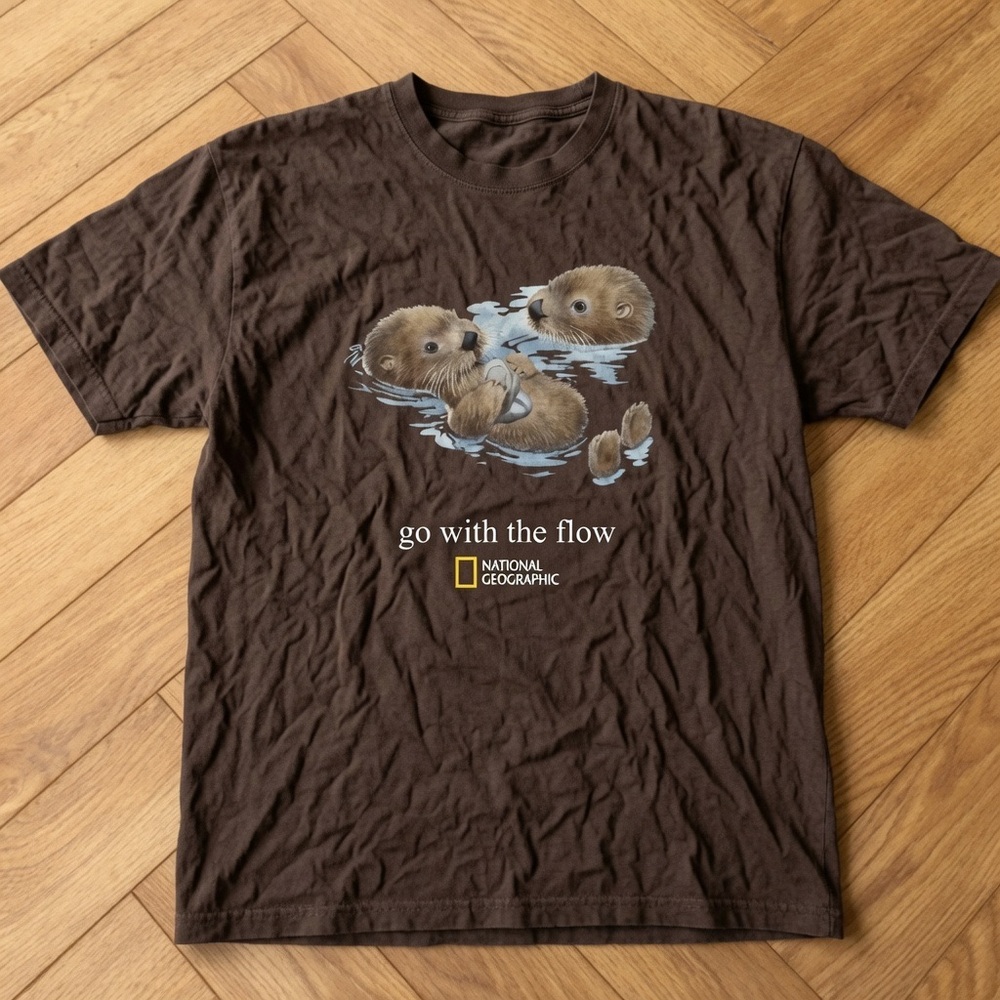 Gildan Brown National Geographic 'Go With The Flow' Otter Graphic Tee